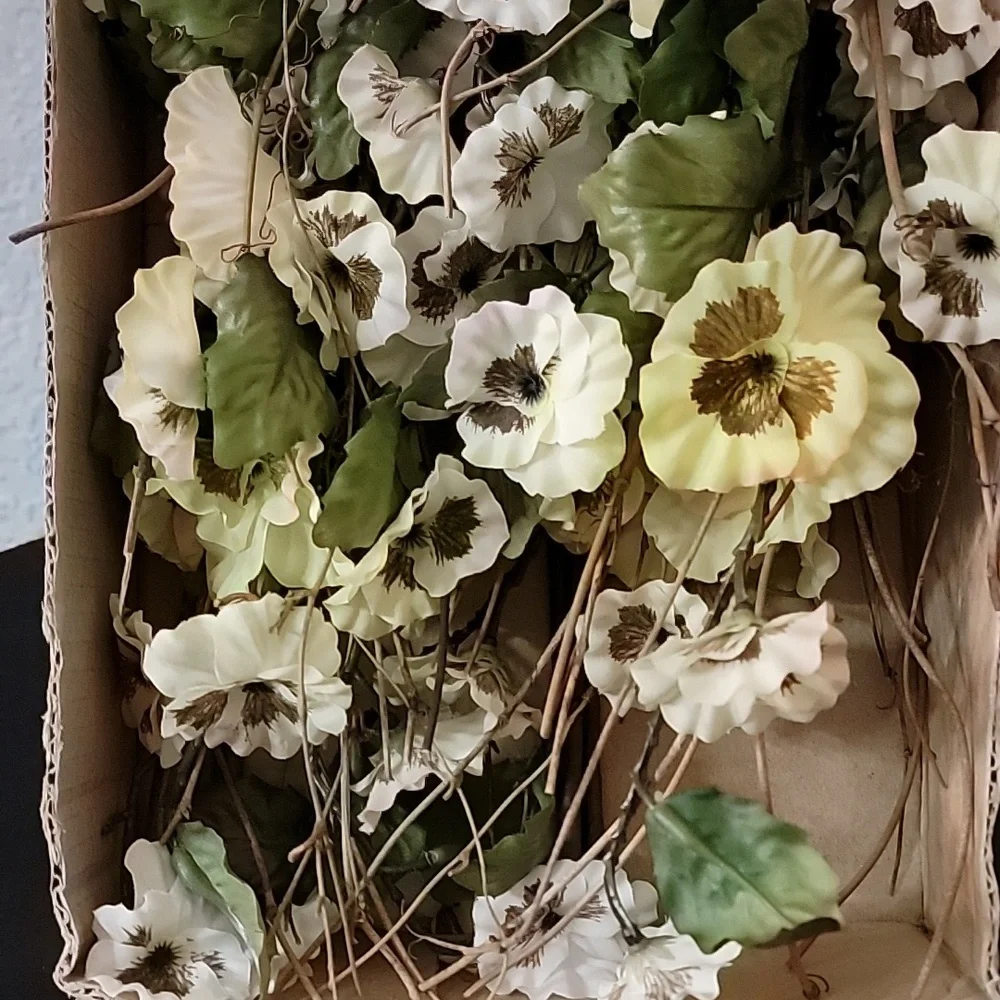 Elegant White and Green Faux Pansy Spray Floral Accents